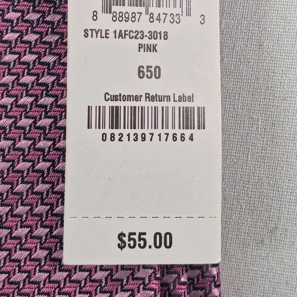 Alfani Mens Tie One Size Pink Textured Acton Mini Micro-Geometric Necktie NWT
